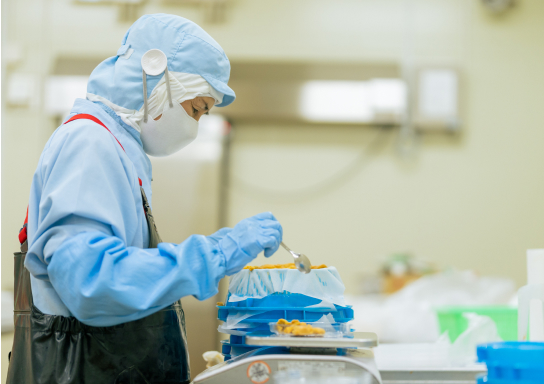 雲丹の自社工場加工